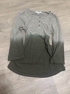 Christopher & Banks Gray and White Striped Top